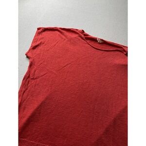 Eileen Fisher Women's 100% Linen Slouchy Blouse Orange Size Small Dolman Sleeves